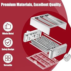 All Metal Pasta Maker Attachment for KitchenAid 3 In 1 Pasta Attachment for Kitchen Aid Stand Mixer 8 Gears Adjustable Pasta Roller Attachment for Fettuccine Linguine Pasta Sheets