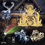 12 in 1 Christmas Projector Lights Outdoor Indoor Christmas Decoration, Waterproof Holiday 3D Projector Light HD Patterns Dynamic 4 Colors with Remote for Window Wall Yard