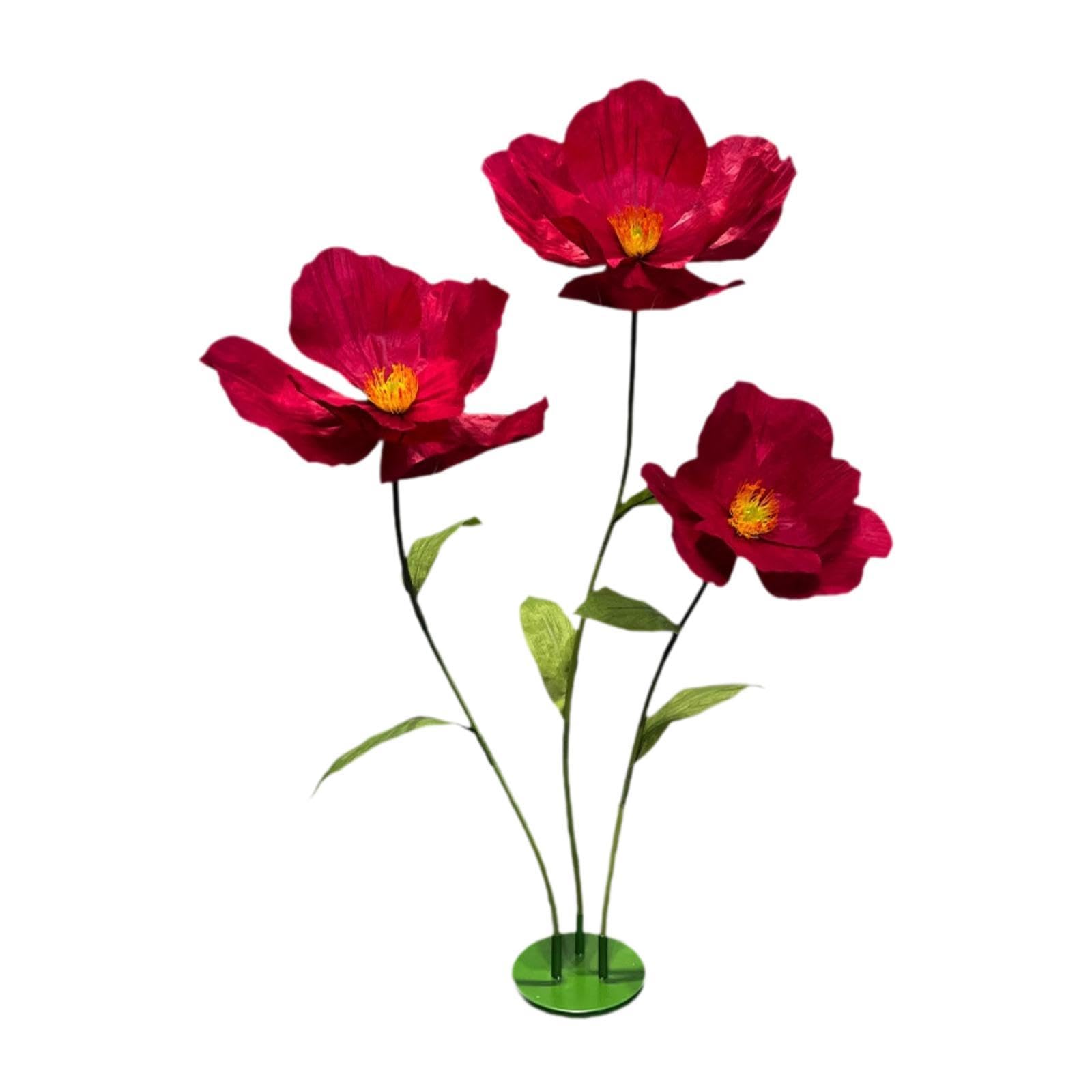 TISHITA Riesenblume Als Schaufensterdekoration Bühnenblume Fotorequisite Standblume Aus Faserpapier Und Eisen mit Stiel für Events Fotostudios Und Heimdekora, Weinrot