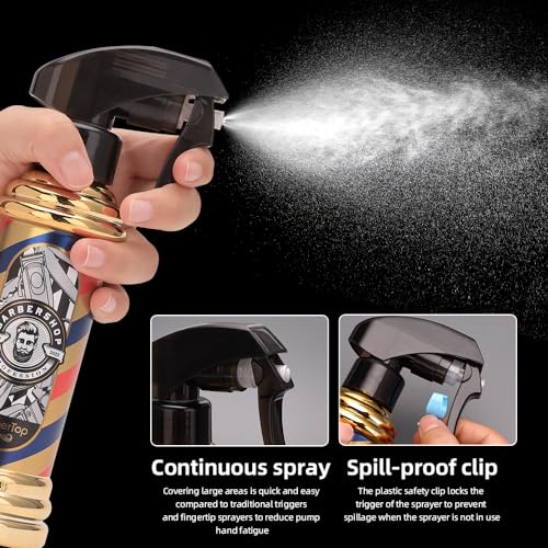 Barber Spray Bottle, Barber Stylist Fine Mist Sprayer, Refillable Container & Spray Bottle for Hairdressing, Cleaning, Plants 6.76 ounce(Golden)4