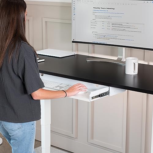 Image of VIVO Large 33 inch Under Desk Slide Out Storage Drawer Organizer, White, DESK-DR33-W