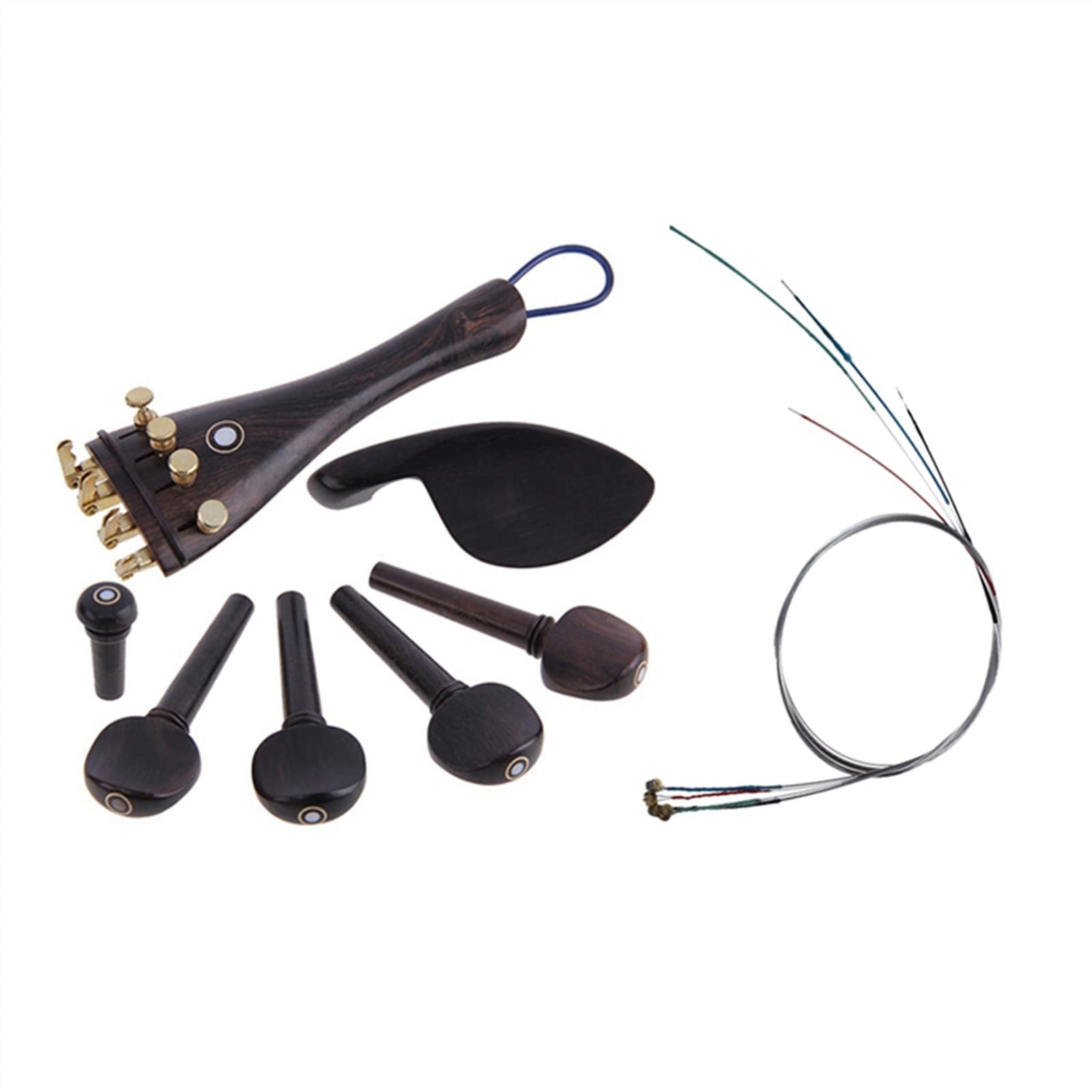1 Set di Corde per Violino con Anima in Acciaio E per 4/4 A Grandezza Naturale in Legno di Ebano Naturale Pioli per Violino Mentoniera Mentoniera Principiante Accessori per Violino