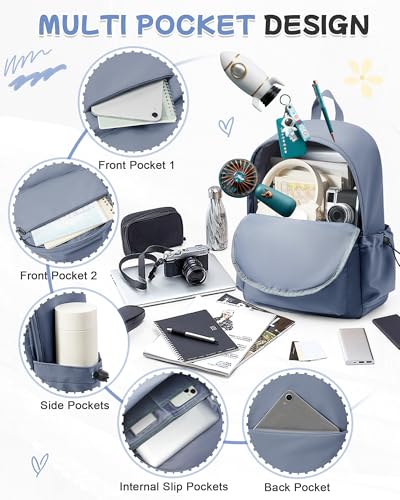 Dark Blue Backpack for School Women Girls, Waterproof Bookbag Cute High School Backpackss for Men Teen Boys, Lightweight Travel College Backpack Mochilas Escolares para Casual Daypack Rucksack3