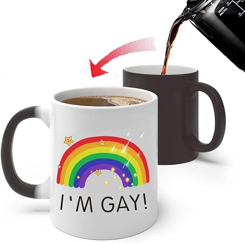 iMiibel Rainbow Heat Change Mug - Funny Gay Coffee Cup