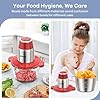 GANIZA Food Processors, Electric Food Chopper with Meat Grinder & Vegetable Chopper - 2 Bowls (8 Cup+8 Cup) with Powerful 450W Copper Motor - Includes 2 Sets of Bi-Level Blades (Red)