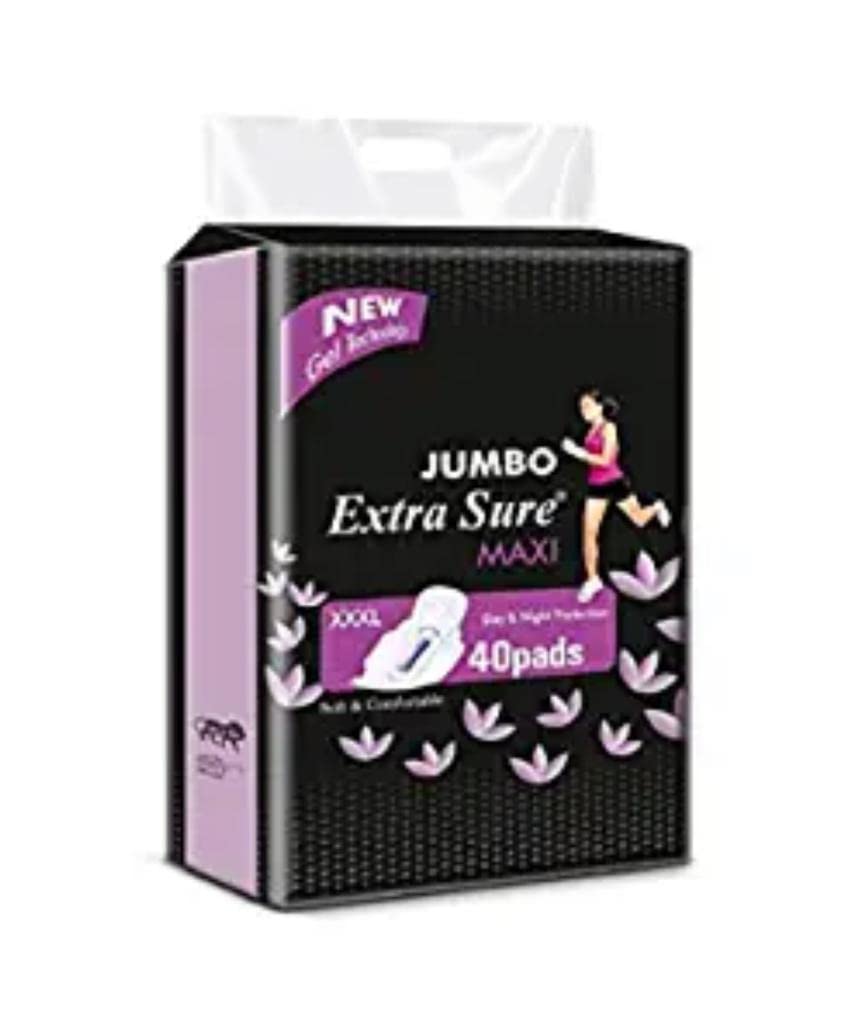Extra SureExtra Sure� Jumbo XXXL Ultra Clean Soft Thin Dry Cottony Sanitary Napkin Pad With Wing For Women Girl (40)