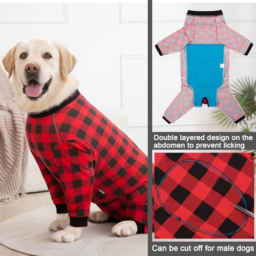 Dog Recovery Suit Full-Zipper After Post-Surgery Large Medium Dogs, Dog Bodysuit for Prevent Licking& Chewing Wounds Onesies Cone Alternative (Red, 5X-Large) by Yeapeeto - Used condition - Image 5