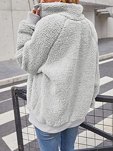 TECREW Womens Winter Sherpa Fleece Button Jacket Coat Loose Long Sleeve Outwear with Pockets3