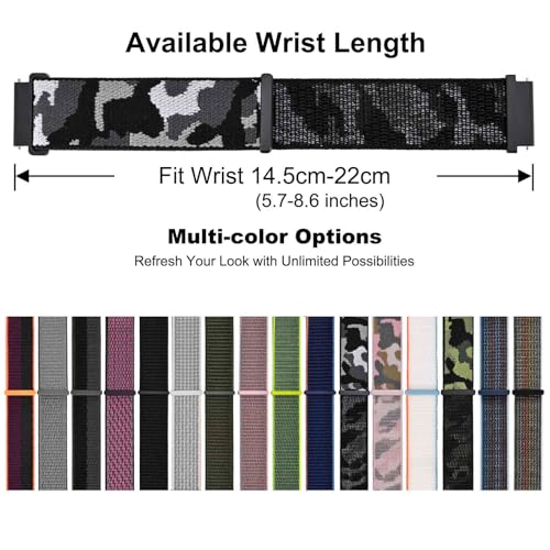 Image of WOCCI Adjustable Nylon Sport Watch Bands with Hook and Loop Fastener, Quick Release Watch Straps for Men and Women, Band Width 18mm 20mm 22mm