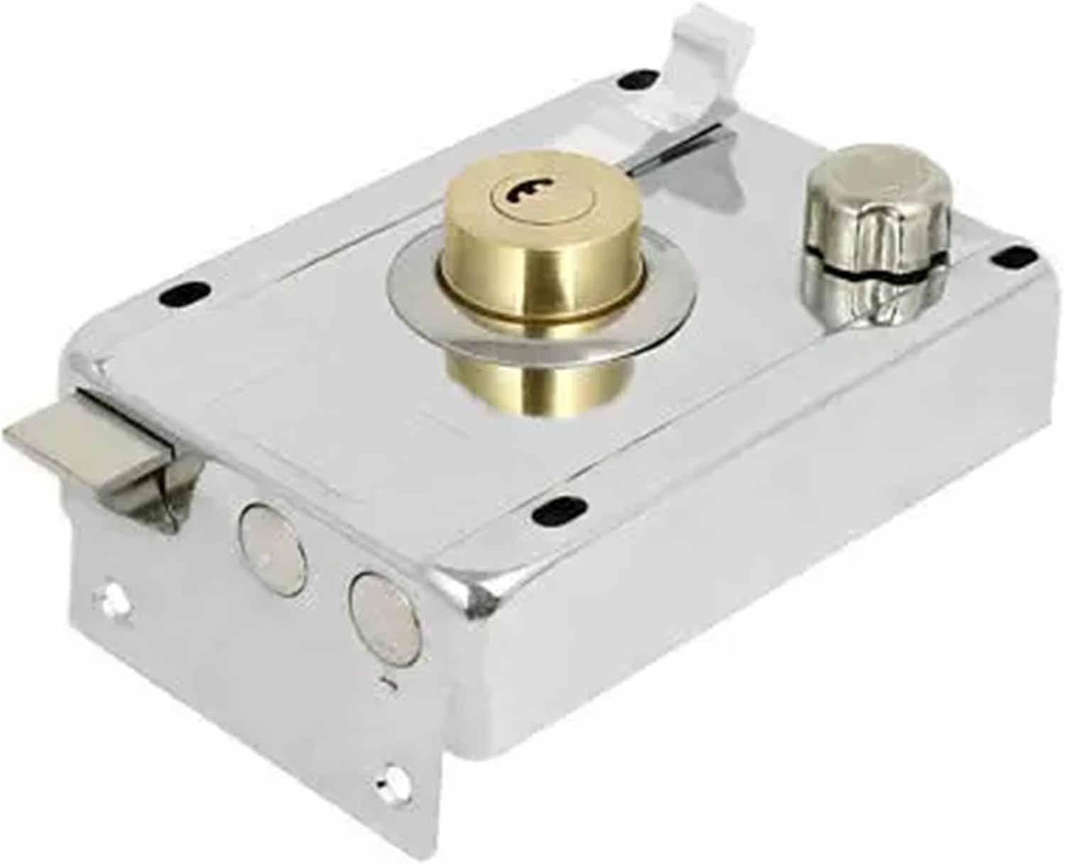 Home Door Gate Safety Vertical Keyway Cylinder Deadbolt Rim Lock Set 1Pcs