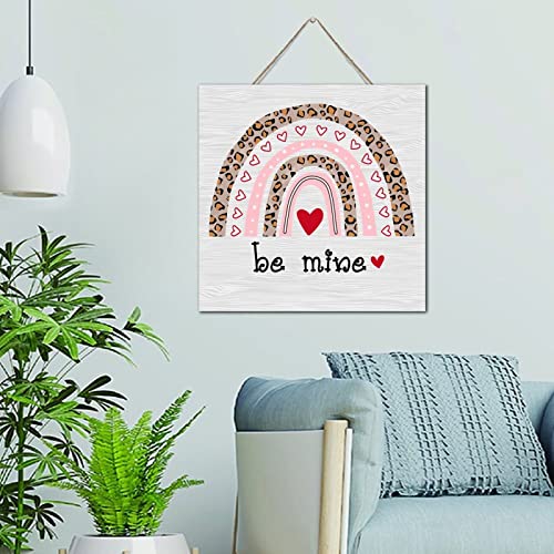 Panneau bois Be Mine cœur rouge rétro romantique décoration murale de charme