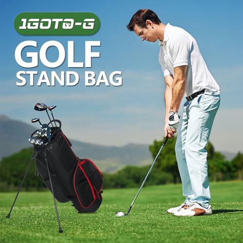 1GoTo-G 7-Way Golf Stand Bag - Lightweight Golf Club Bags with USB Charging Port, Full-Length Dividers, Cooler, Includes a Golf Accessories Storage Bag & Rain Hood for Men Women