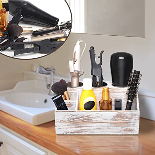 ROLOWAY Wooden Hair Tool Organizer - Blow Dryer Holder - Curling Iron Holder - Flat Iron Holder - Hair Styling Tools & Accessories Organizer - Bathroom Vanity Countertop Organizer (Rustic) - Thumbnail 5