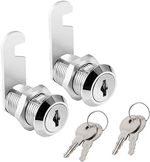 Cabinet Cam Lock, 1"(25mm) Keyed Alike Cam Locks Secure File Drawer Mailbox Tool Box Dresser RV Cylinder Replacement Lock Hardware, Chrome-Finish Zinc Alloy. (2 Pack)