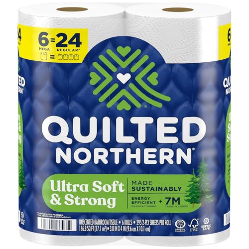 Quilted Northern Ultra Soft & Strong Toilet Paper, 6 Mega Rolls = 24 Regular Rolls, 5X Stronger*, Premium Soft Toilet Tissue