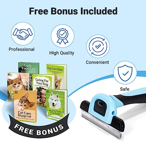 Image of MIU COLOR Pet Grooming Brush, Deshedding Tool for Dogs & Cats, Blue | Effectively Reduces Shedding by up to 95%,Safe and Comfortable for Short Medium and Long Pet Hair