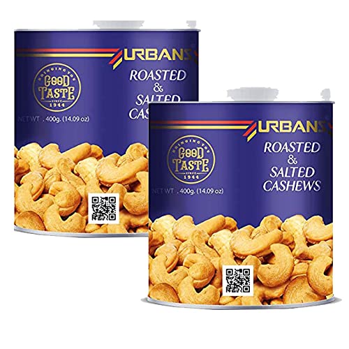 URBANS Superb ExportQuality (W210Grade) Dry Roasted and Salted Cashew Kernals TIN Box | Bigger Size Roast Kaju Nuts Fresh and Healthy Dry Fruit 800 Grams (400g X 2) (B09HQYQ2V2) Amazon Price History, Amazon Price Tracker