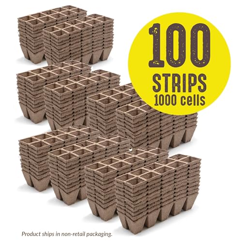 Image of Ferry-Morse Jiffy Seed Starting Strips - Biodegradable, Plant Starter Trays - 100 Strips (1000 Cells) - Peat