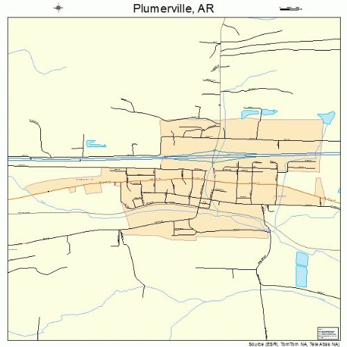 Large Street & Road Map of Plumerville, Arkansas AR Printed poster