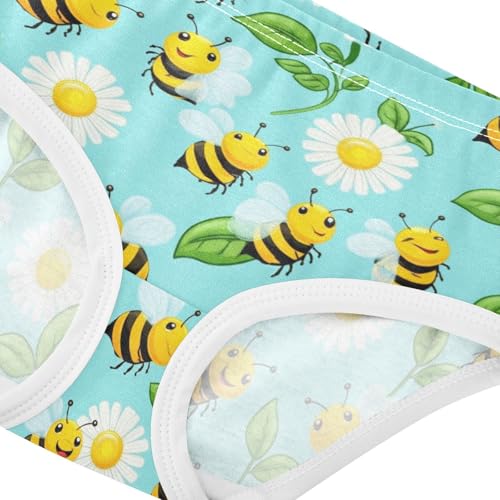Joisal Cotton Girls Underwear Toddlers Cute Cartoon Bees Flowers Green Panties Little Girl Designer Undies Kids Briefs 2t4