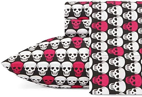 Betsey Johnson - Full Sheets, Silky & Lightweight Bedding, Fade & Wrinkle Resistant (Skulls, Full)