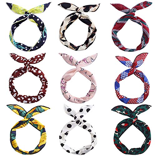 Schneespitze 9 peças Wired Headbands, Venda pelo mulher riscas, fitas para a cabeça cabeça cabeça de vários estilos de mulher floral (cor aleatória)