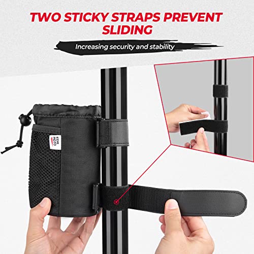 Kemimoto Cup Holder, Roll Bar Cup Holder For Utvs Wheelchair Scooter Walker Rollator Bike Golf Cart Boat Cup Drink Holder With Mesh Pockets And Sticky Straps, 2 Pack #TOP1