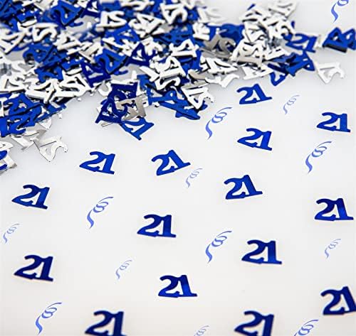 SHATCHI 28g Blue & Silver 60th Birthday Confetti Foil Metallic Glitz Table Scatter Sprinkles Age Bday Party Decorations, 12mm