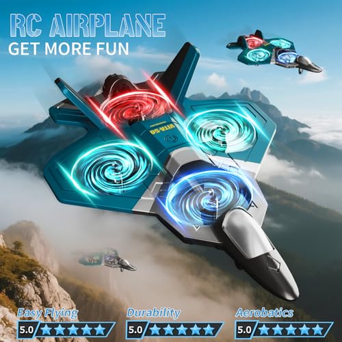 Image of RC Planes for Kids Adults, Foam Remote Control Airplane Jet Helicopter Drone Toys for Kids Adults 8-12 12-16, Remote Control Plane Airplane Toys with LED Lights, 360 Flip Stunt Rotation