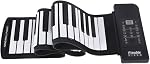 Portable Rollup Piano, 61 Keys, Soft Flexible Foldable Electronic Keyboard, with External Power Adapter, for Children and Beginners
