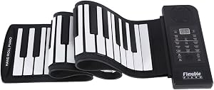 Piano roll-up portable, 61 touches, clavier électronique souple et pliable, avec adaptateur secteur externe, pour enfants et débutants