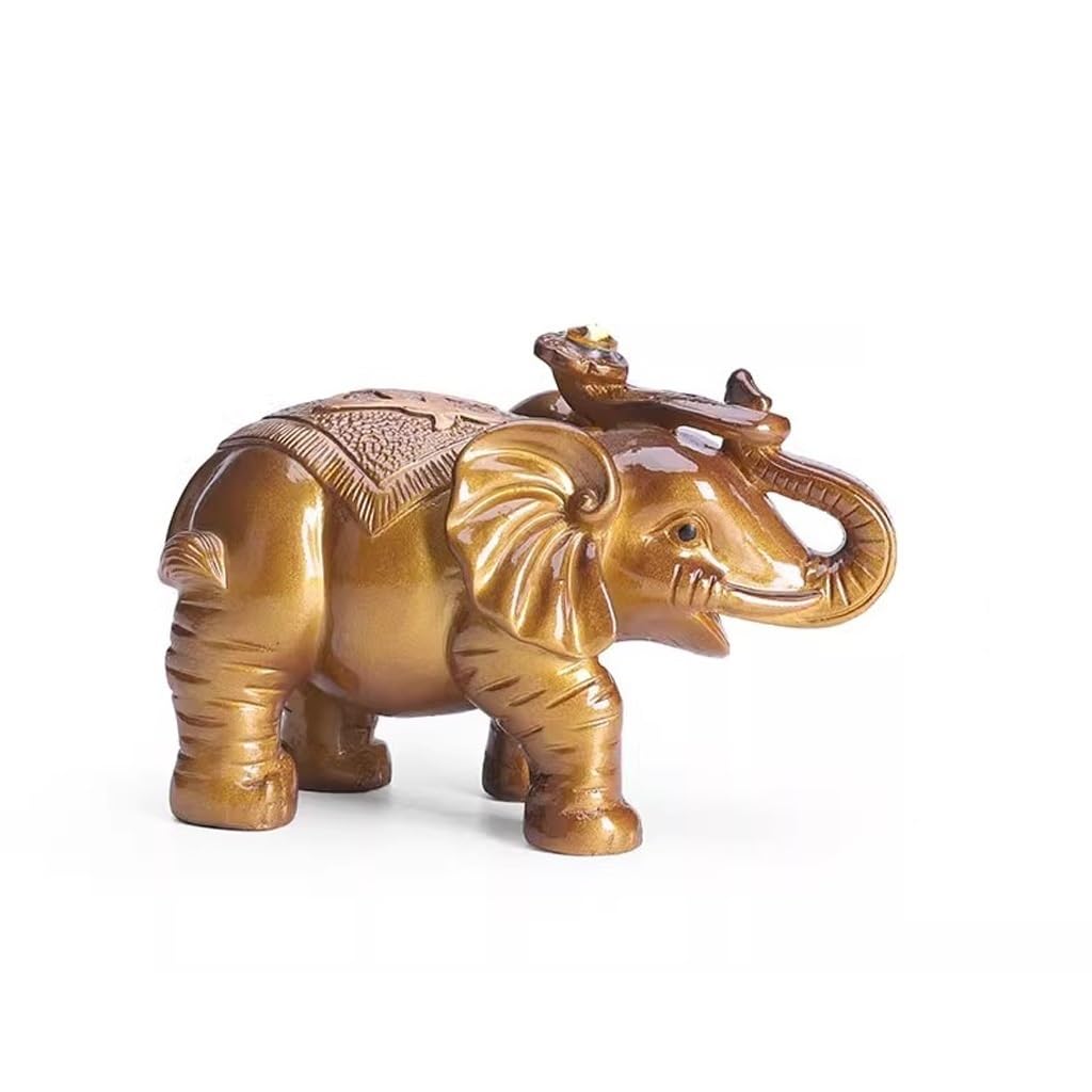 ENGENDER Kung Fu Tea Pet Tea Pet Ruyi Elephant Desktop Ornament Creative High Temperature Color Changing Set Ceremony Accessories(A)