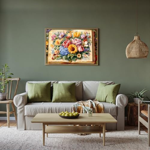 Puzzles para adultos 500 piezas, rompecabezas floral - Floral Folio, rompecabezas libro imposible para adultos mayores y familia, 20.47x14.96 pulgadas, póster 1:1, letra en la parte de atrás miniatura 6