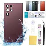 UooFide Compatible for Samsung Galaxy S22 Ultra Rear Back Cover Replacement Glass 6.8-Inches SM-G908 All Carriers with Installation Manual + Repair Tool Kit (Burgundy)
