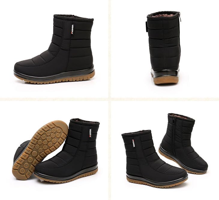 Women's Winter Snow Boots - Lightweight Warm Fur Lined Waterproof Slip-On Ankle Booties, Anti-Slip Sneaker-Style Footwear for Cold Weather​