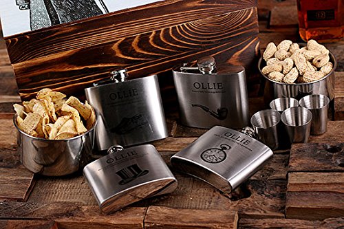 Teals Prairie & Co. Flasks with Personalized Poker Chips, Cards, Dice Gambling Gift Sets_Gentleman_Large