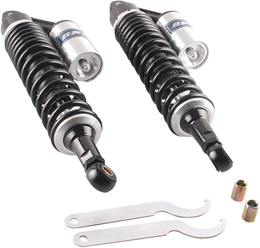 Hegeiisy 340mm 13.38 inch 7mm Spring Universal Motorcycle Air Shock Absorber Rear Suspension ATV Quad Scooter Dirt Bike For 50cc 75cc 90cc 125cc 150cc 250cc 300cc Silver Black