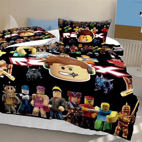 Juego de funda de edredón de 3 piezas Roblx 135x200 cm con fundas de almohada para cama de anime 6