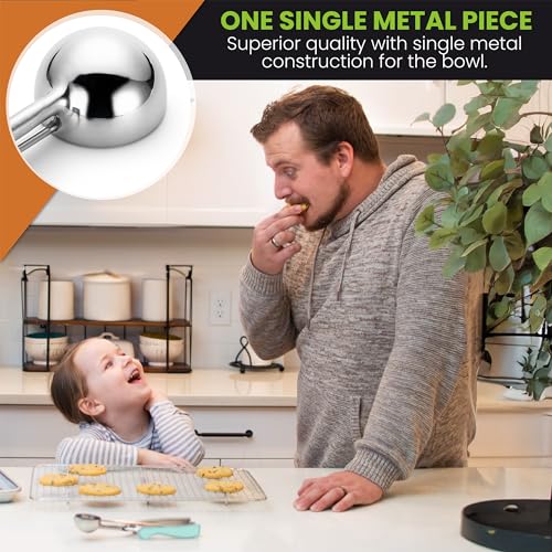 Image of Spring Chef Medium #40 Stainless Steel Cookie Scoop for Baking, Multifunctional Kitchen Food Scooper with Trigger Release, 1.7 Tablespoon Melon Scooper - Dishwasher Safe Meatball Scoop - Mint