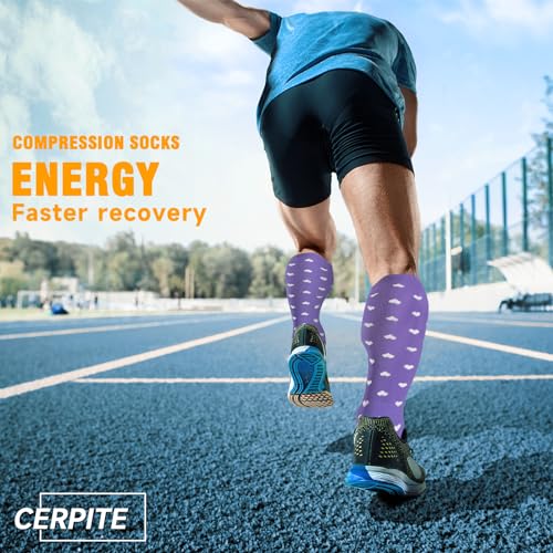 Image of bropite Compression Socks for Women &Men Circulation-Support Knee High Socks 20-30 mmhg-Best for Running,Medical,Nurse,Travel, 17 -Assorted 14, Small-Medium