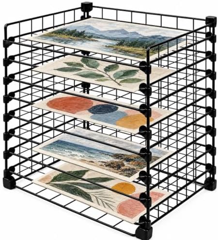 9-Tier Art Drying Rack for Classrooms, Adjustable Paint & Paper Organizer, image 3