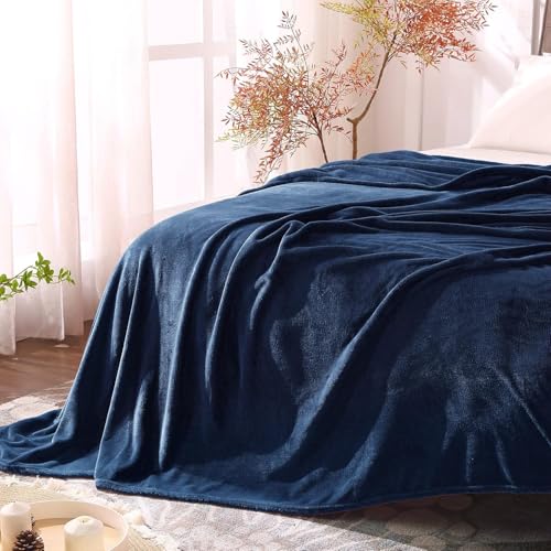 Image of BEDELITE Fleece Blanket Full Size Navy for Couch & Bed, Luxury Plush Cozy Fuzzy Blanket 84 inch x 90 inch, Super Soft Warm Lightweight Throw Blanket for Travel Camping