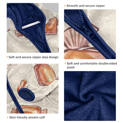 Cartoon Wrapped Candy Girls Fleece Jacket Girls Fall Jacket Girls Zip Up Hoodie Girls Sherpa Jacket 2-10T3