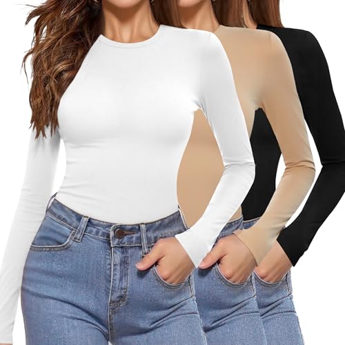 Top décontracté manches longues pour femme col rond et sous-pull basique