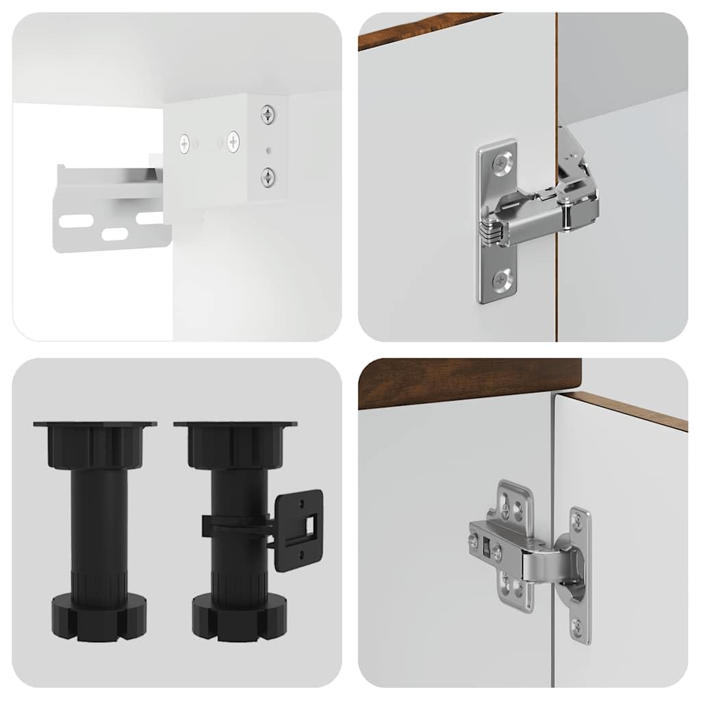 14-TLG Einbauküche Kalmar Räuchereiche 80×46×81,5 cm mit Spülen- & Eckunterschrank, Hängeschränken