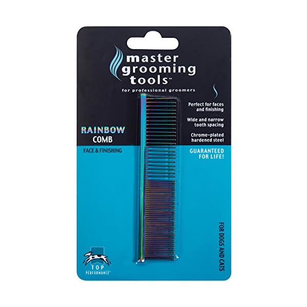 Master Grooming Tools Rainbow Greyhound Combs — European-Style Combs for Grooming Dogs - Fine/Coarse, 7½"