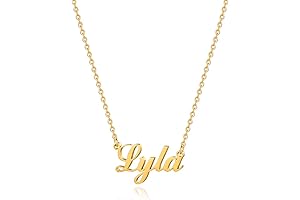 M MOOHAM Gold Custom Name Necklace Personalized - 18K Gold Plated Personalized...