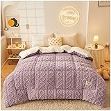 ZTGL Edredón De Invierno, Manta Cálido De Terciopelo De Cristal y Borreguito, Microfibra Edredón De Plumón De Suave y Cómoda Manta para Cama Doble En Invierno,Púrpura,150x200cm(3.5kg)