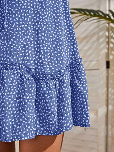 Valphsio Womens Smocked Dress Ruffle Floral Tie Front Boho Short Dresses4