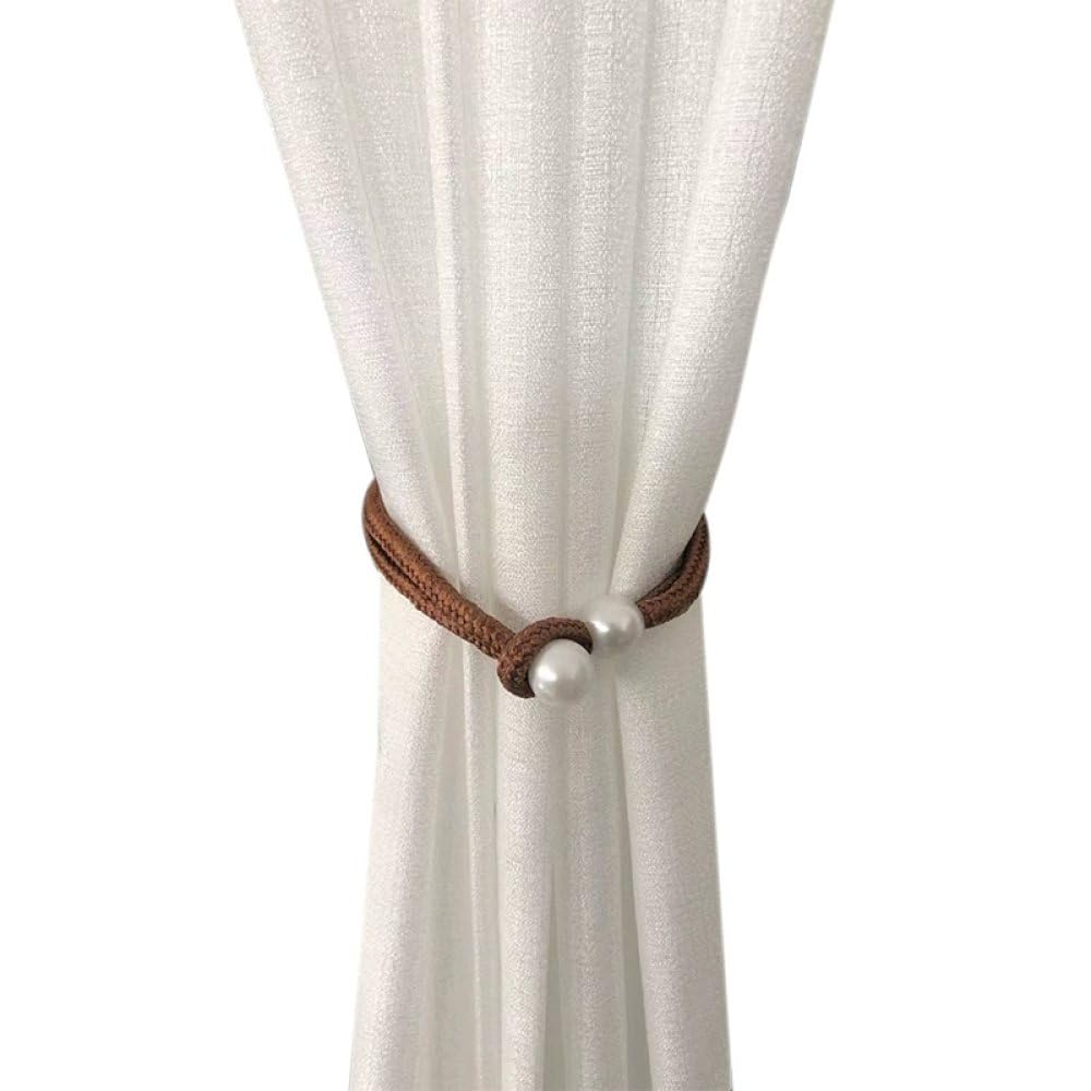 Vakorise Bruin Curtain Ties, 2 Pack Faux Pearl Adjustable Rope Tie Backs For Drapes, Multicolor
